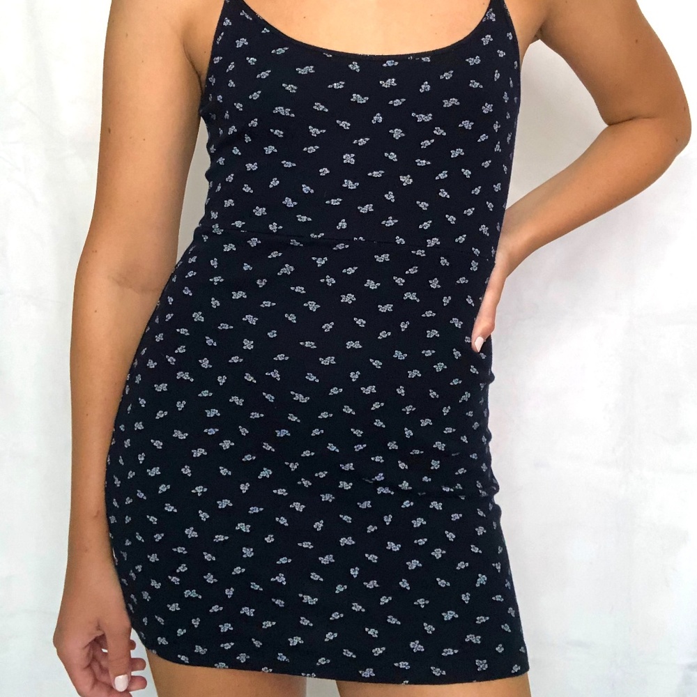 Brandy Melville floral print dress navy blue